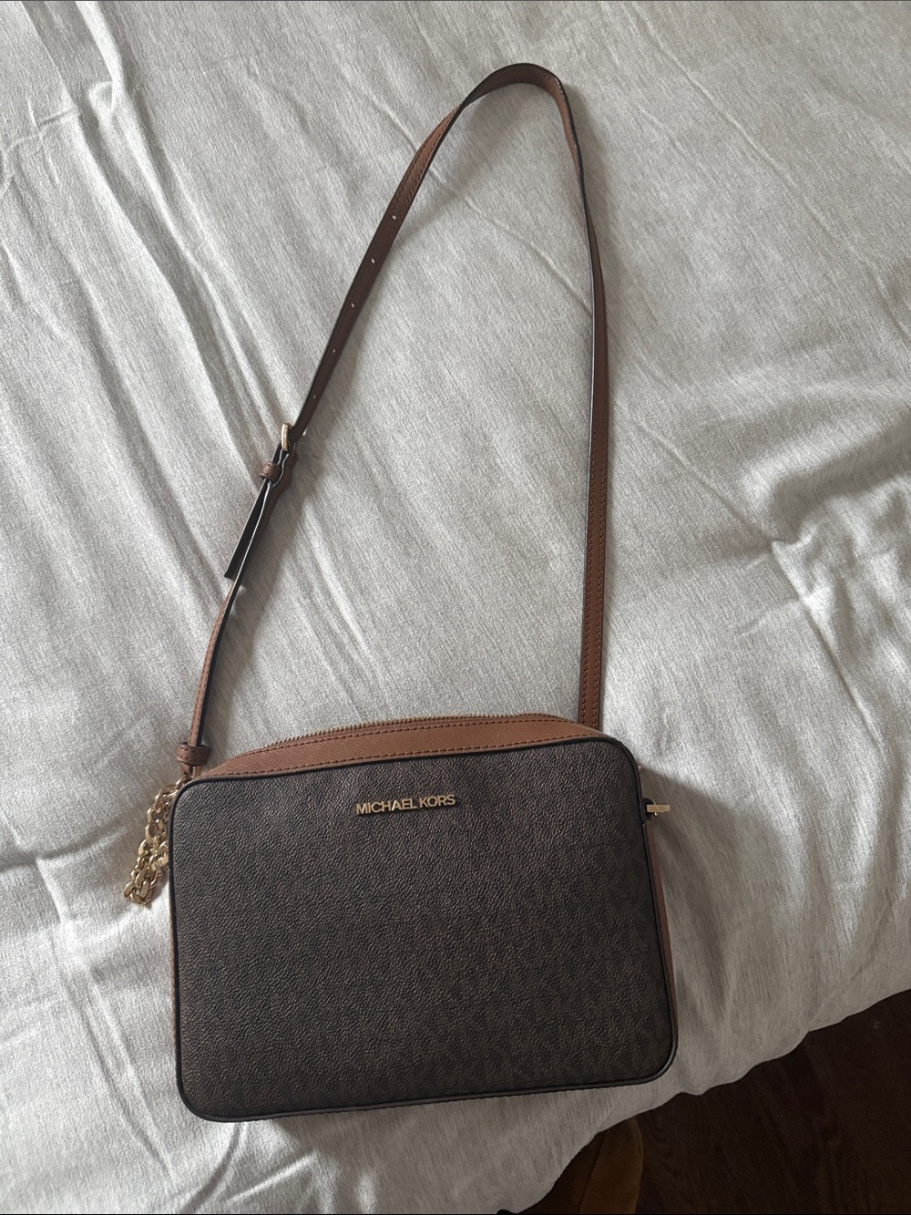 Michael Kors Brown and Tan Signature Crossbody Bag